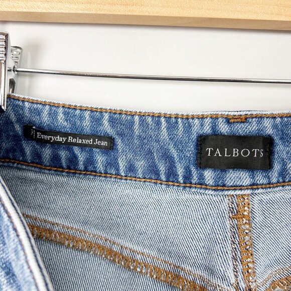 Talbots Everyday Relaxed Jeans Straight Leg Medium Blue Wash Size 12 Petite Wome - Picture 4 of 4